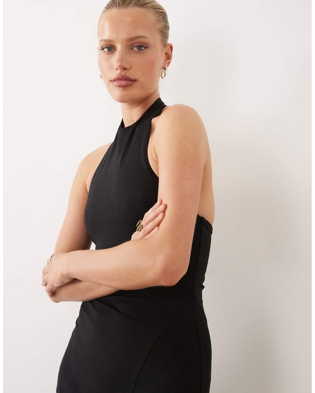 ASOS Blue Halter Trapeze Midi Dress