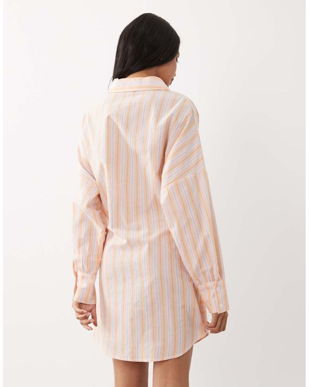 Noughts & Kisses Blue Pinstripe Wrap Waist Shirt Mini Dress