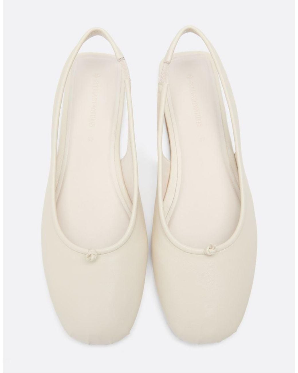 Stradivarius Natural Leather-effect Slingback Ballet Flats
