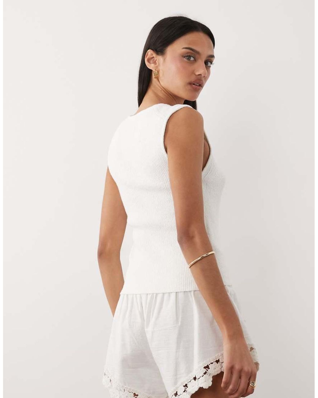 ASOS White Soft Square Textured Cami