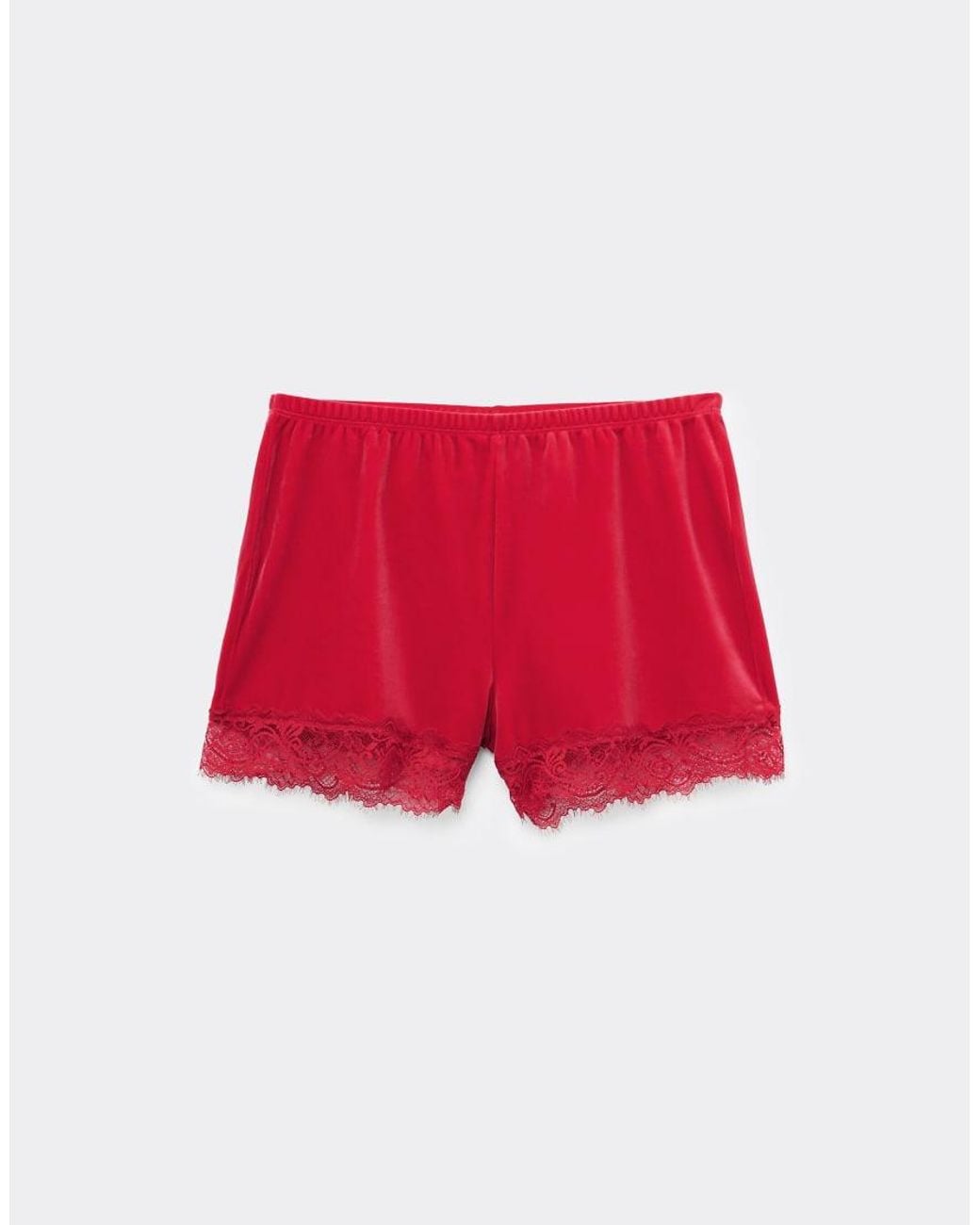 Tezenis Red Velvet And Lace Shorts