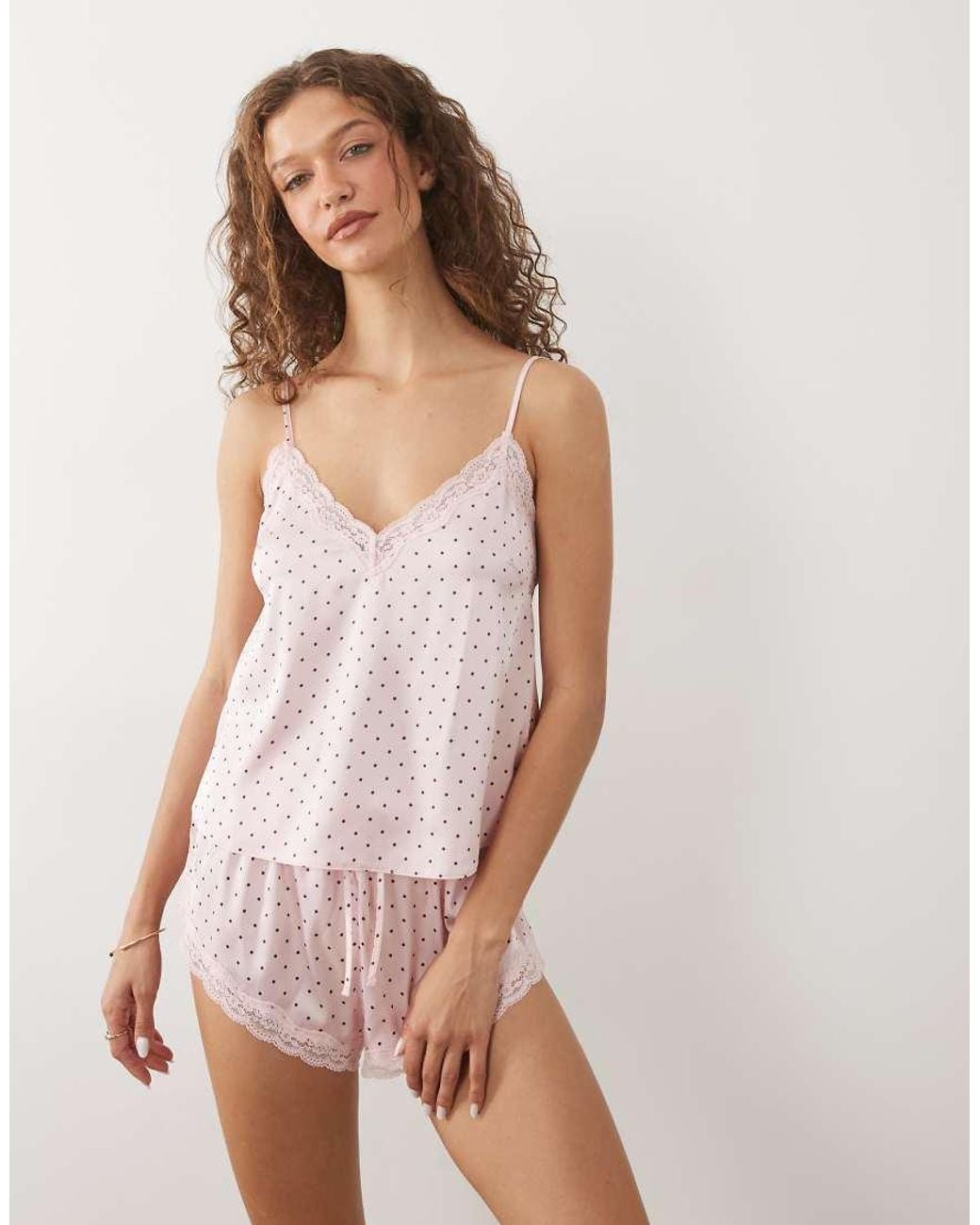 Boux Avenue White Daisy Satin Cami And Shorts Set