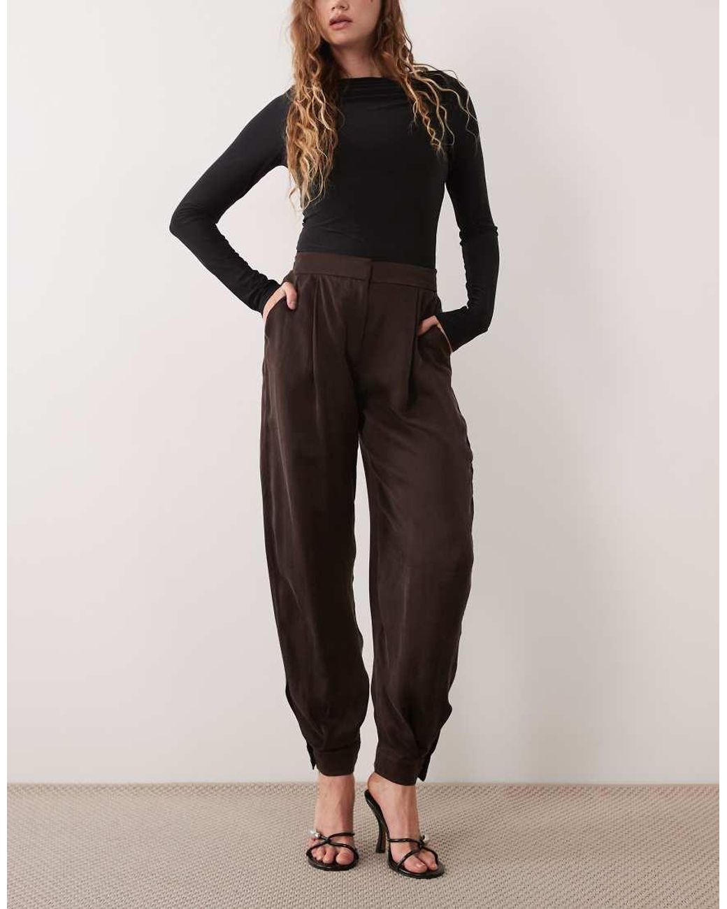 Mango Brown Cuffed Trouser