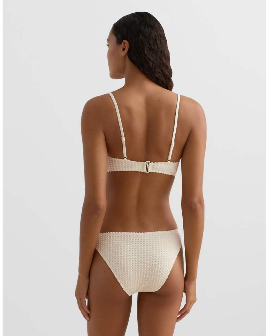 Oysho Brown Bubble-Texture Crochet Classic Bikini Briefs