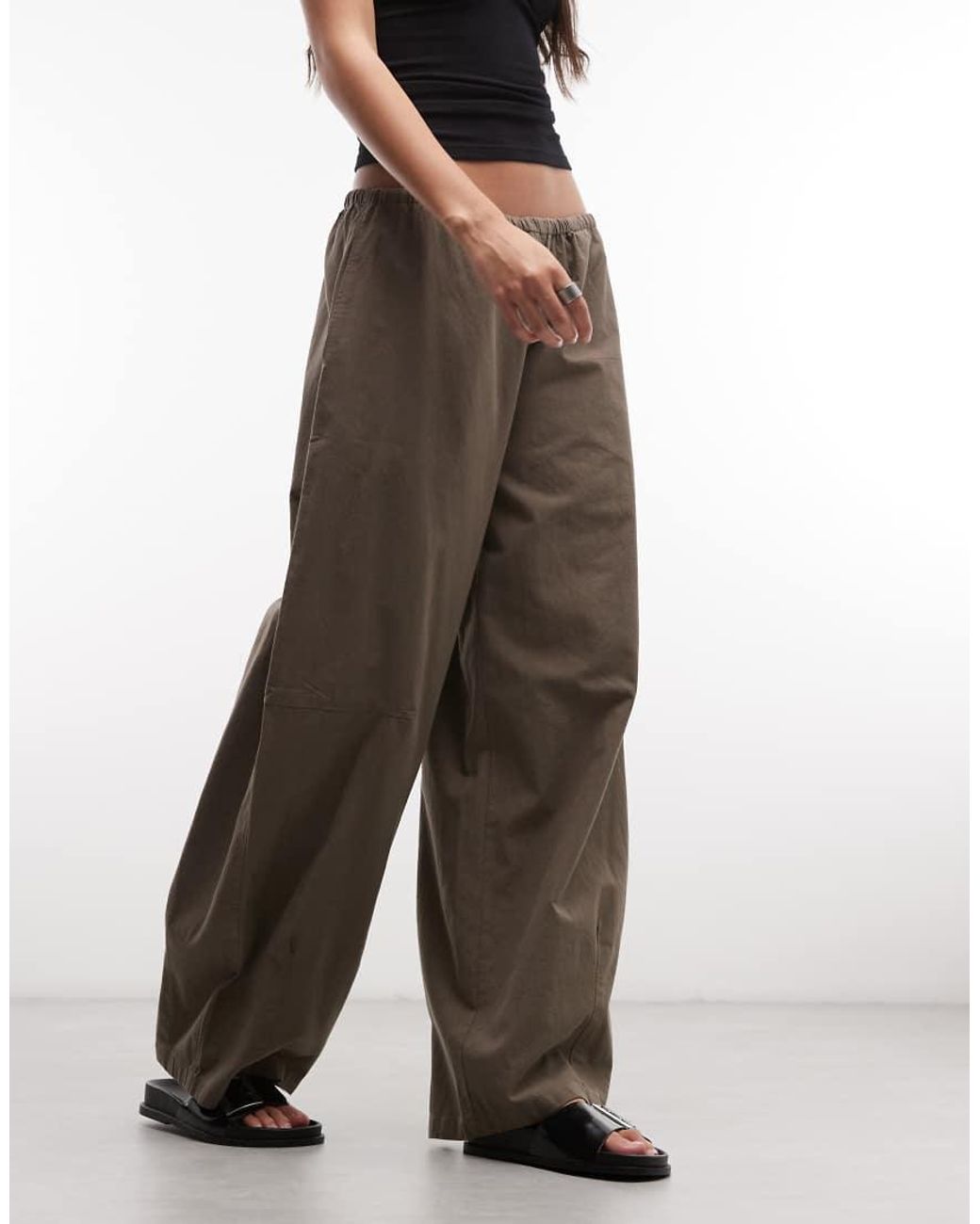 Weekday Brown Barrel Parachute Trousers