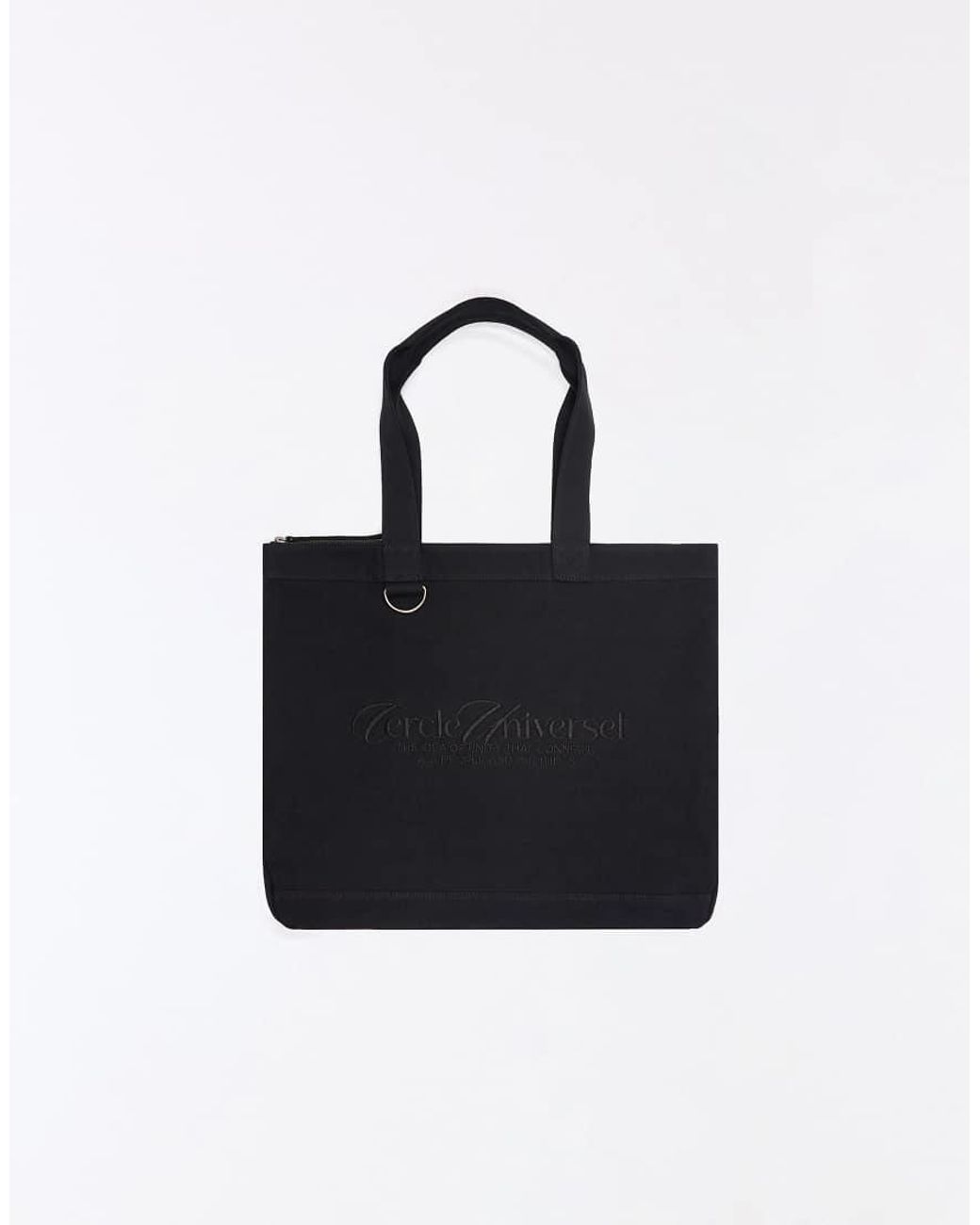 Bershka Black Embroidered Tote Bag for men