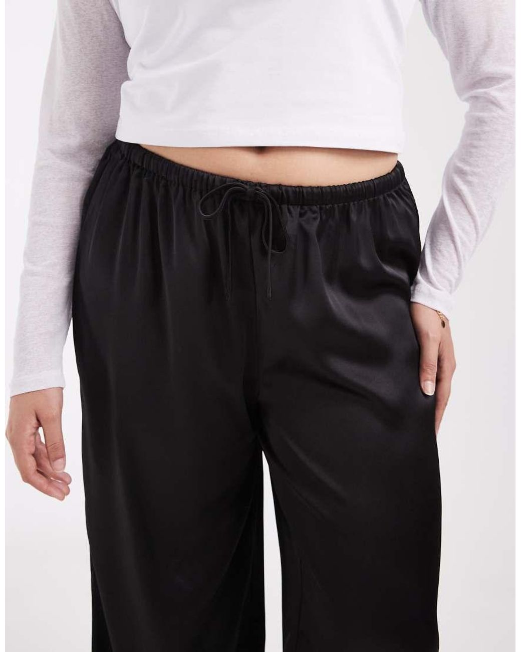ONLY White Satin Look Wide Leg Pants