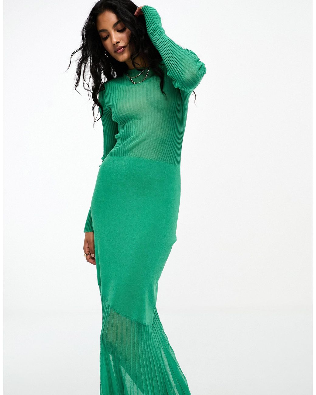 & Other Stories Metallic Pleaded Maxi Dress Size: 4 newest Color: Black/green