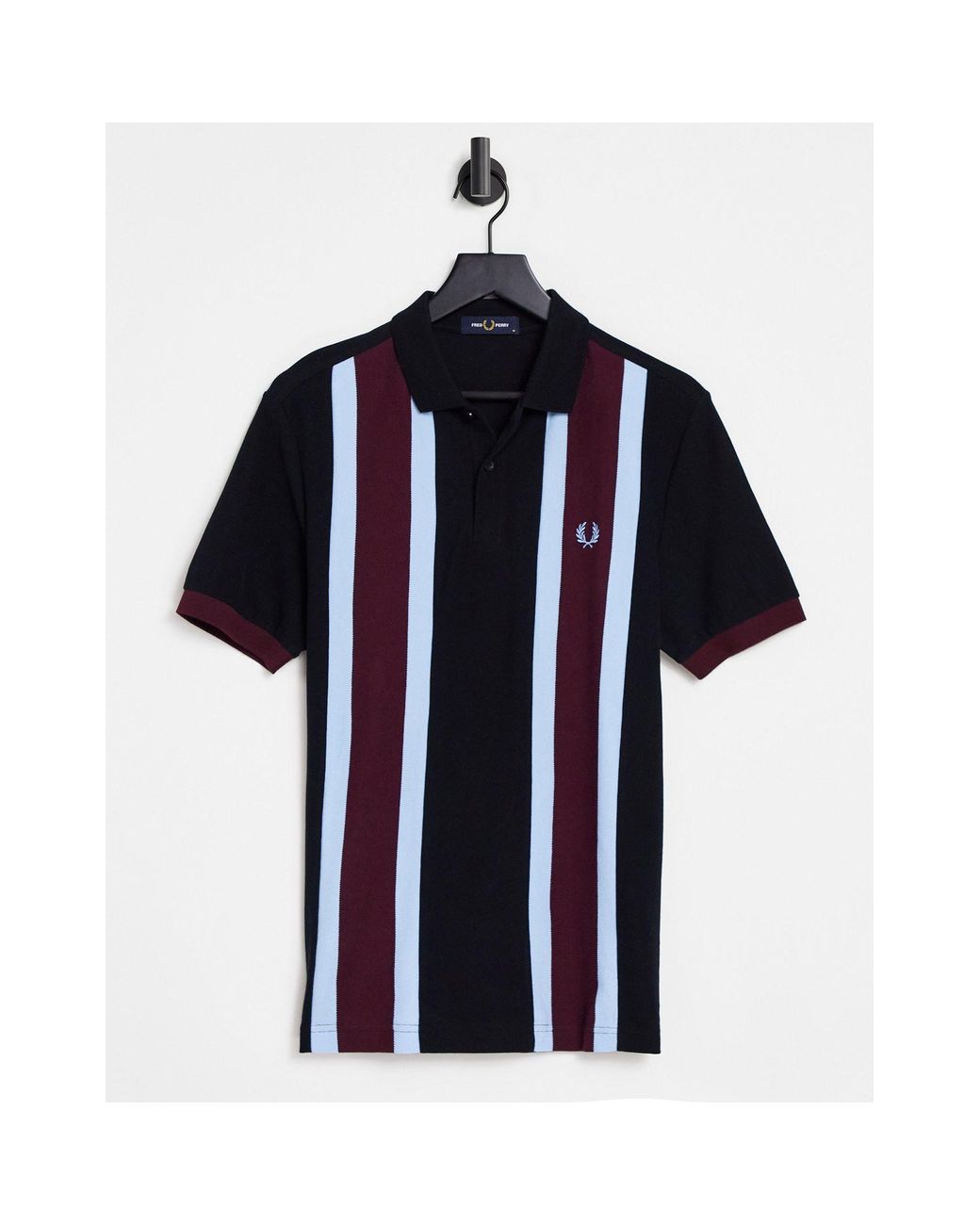 Polo negro/burdeos a rayas verticales Fred Perry de hombre de color Negro |  Lyst