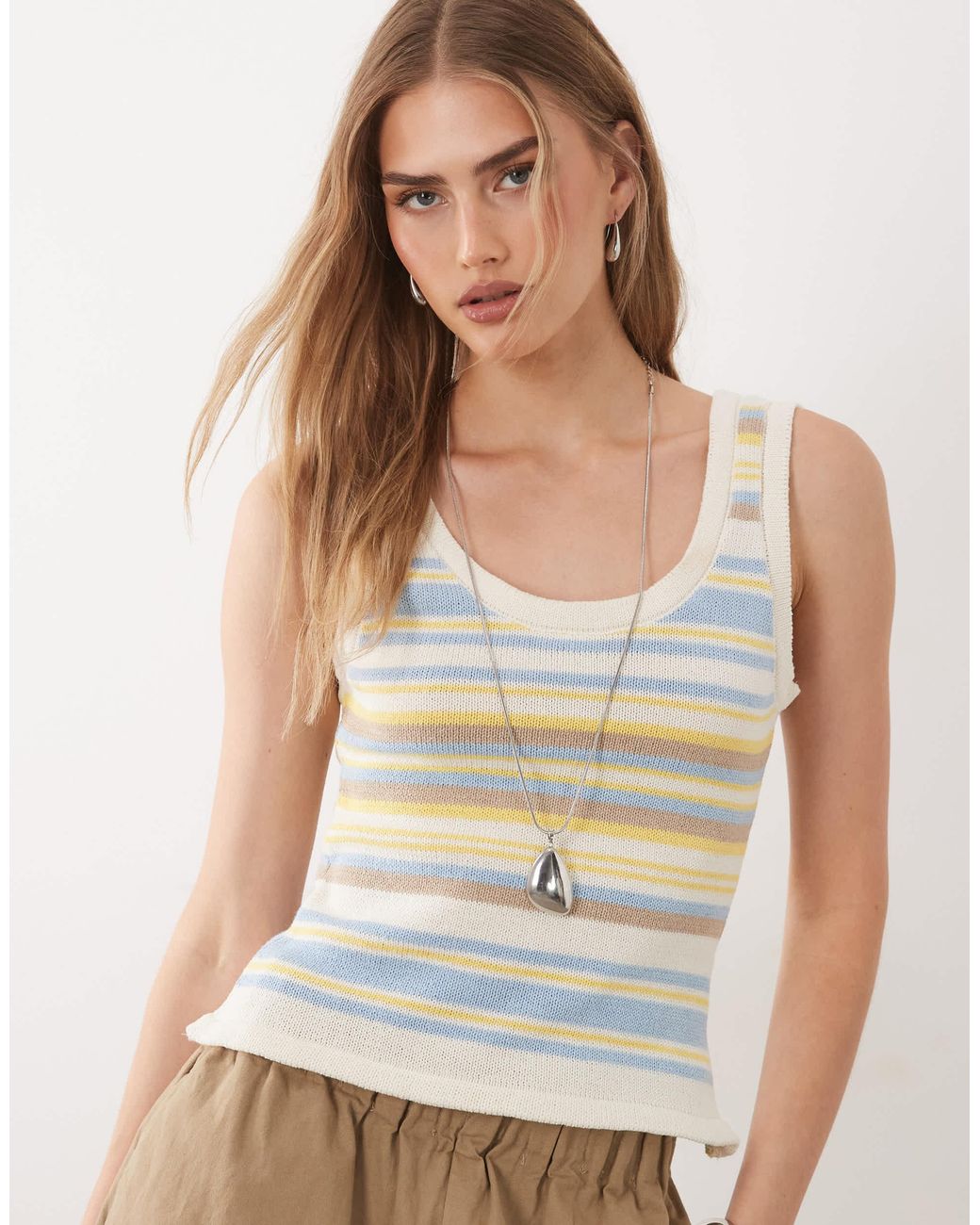 ASOS Green Knitted Cotton Blend Singlet