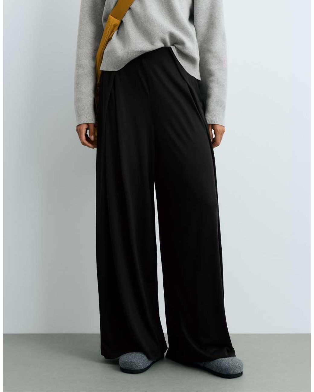 Oysho White Modal Blend Straight-Leg Trousers With Side Pleat