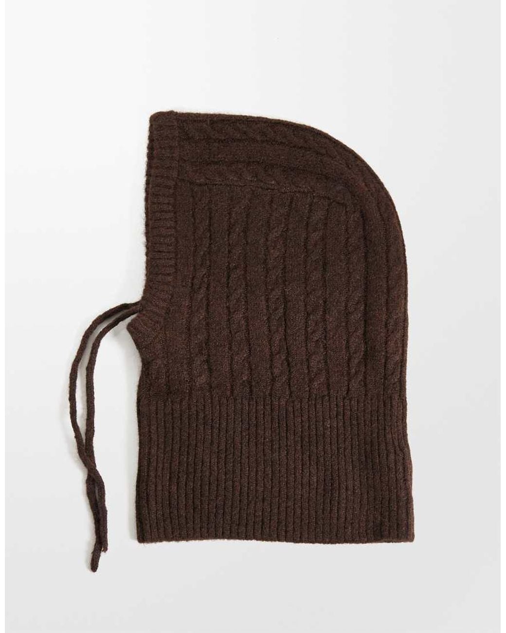 Pieces Brown Cable Knit Chunky Balaclava