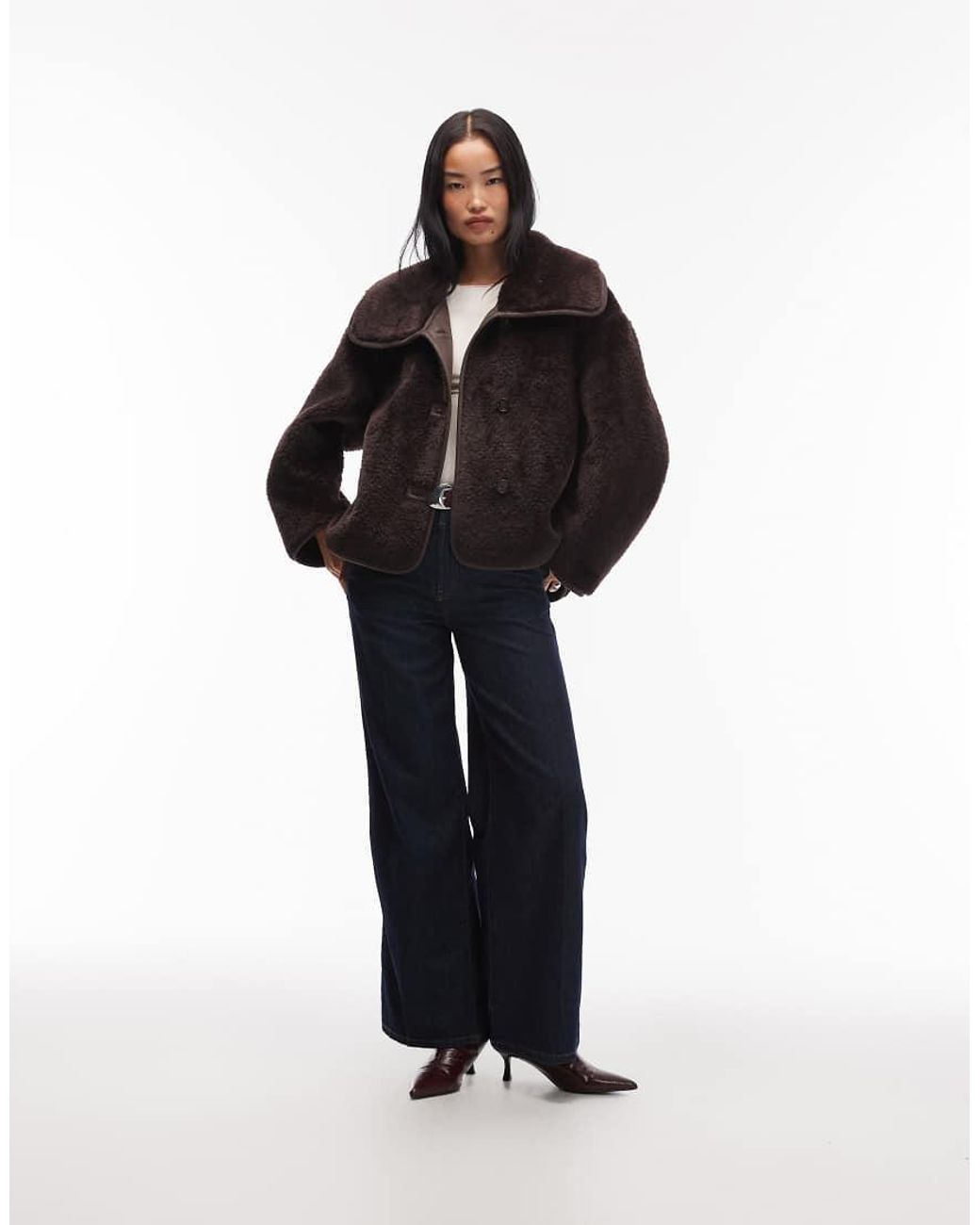 ARKET Black Oversized Faux Shearling Jacket