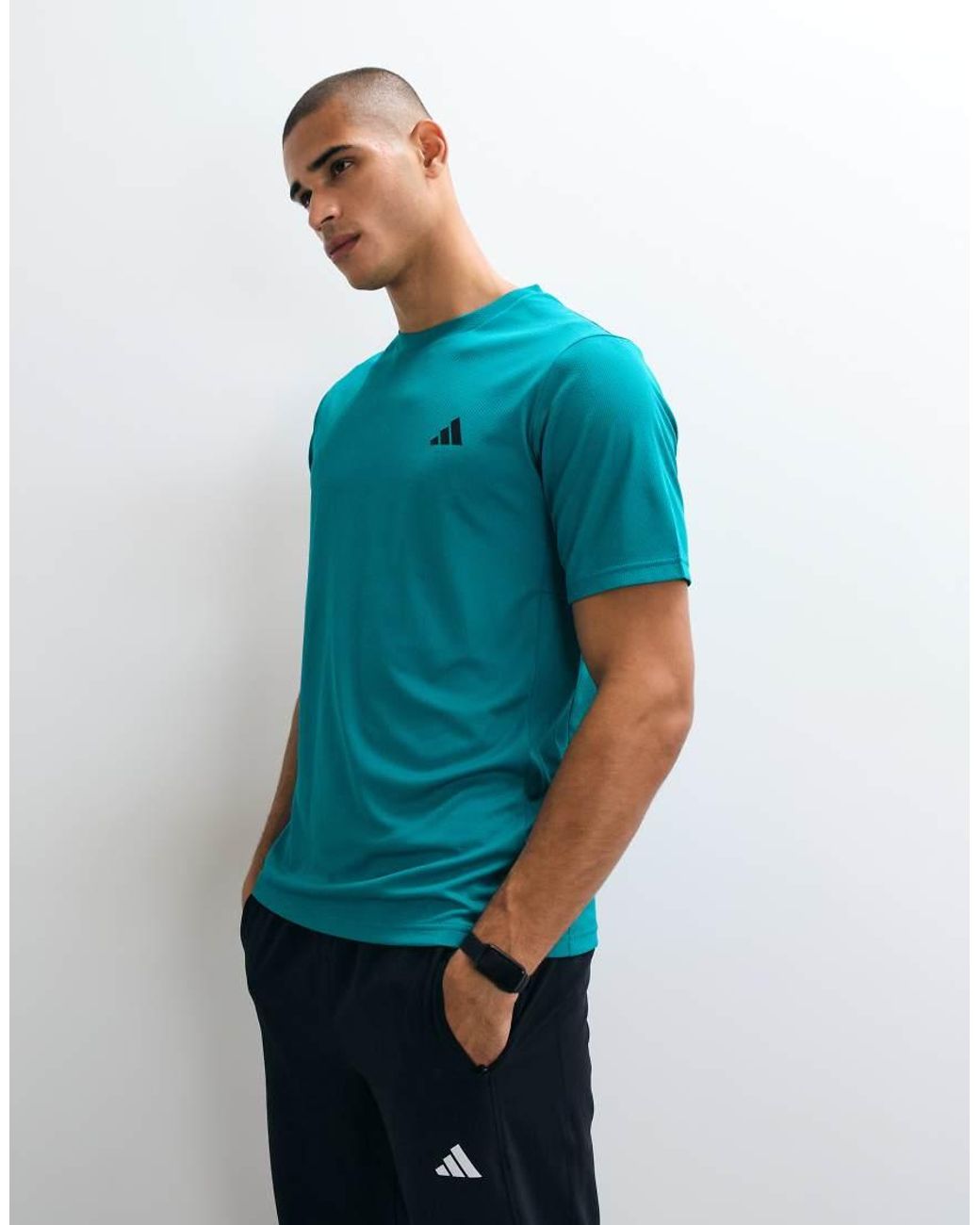 Adidas Originals Blue Adidas Training Workout Essentials Base Tee for men