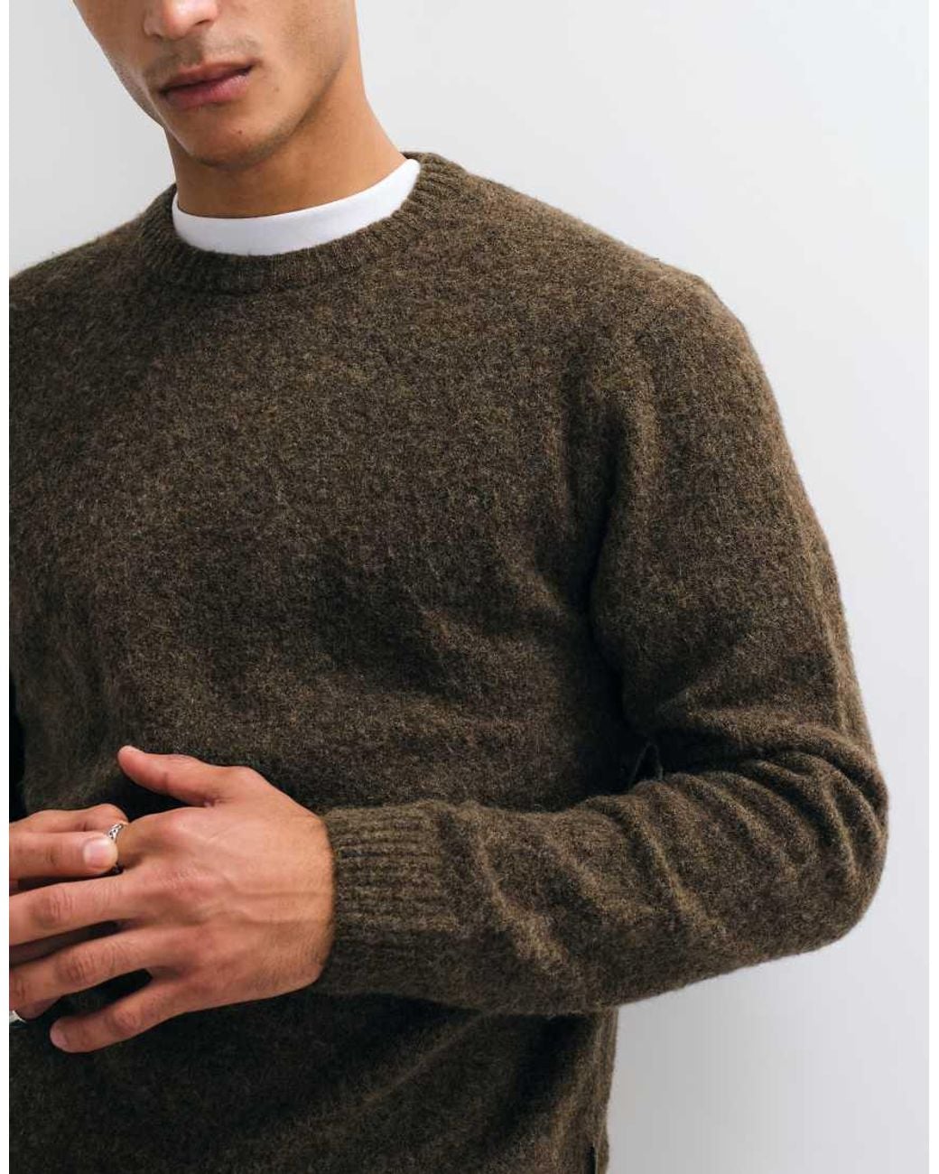 Jack & Jones Brown Premium Ribbed Knit Sweater for men