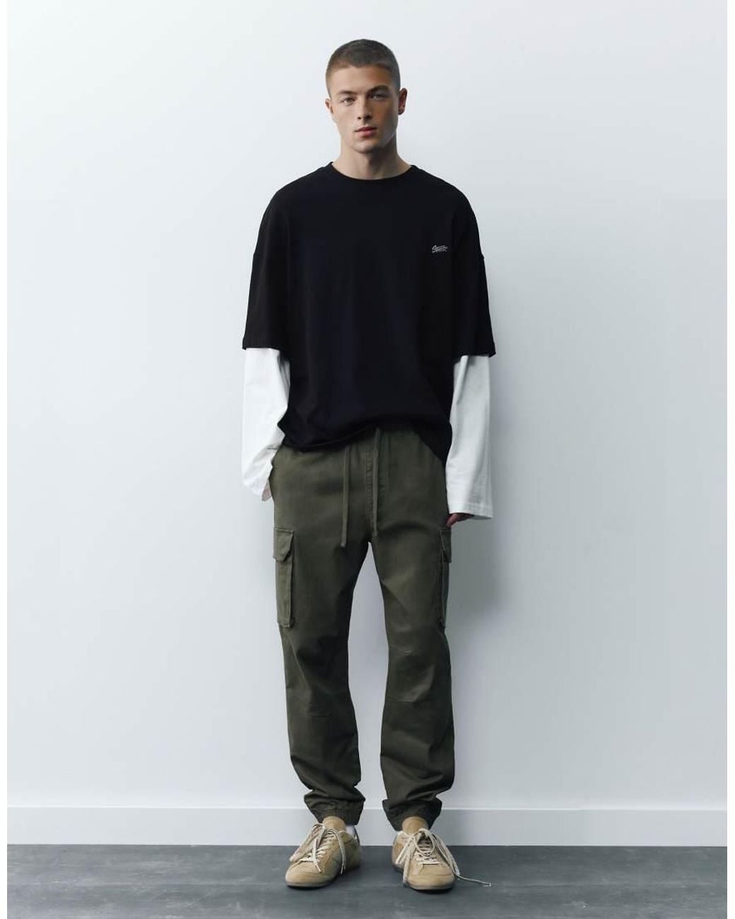 Pull&Bear Green Cargo joggers for men
