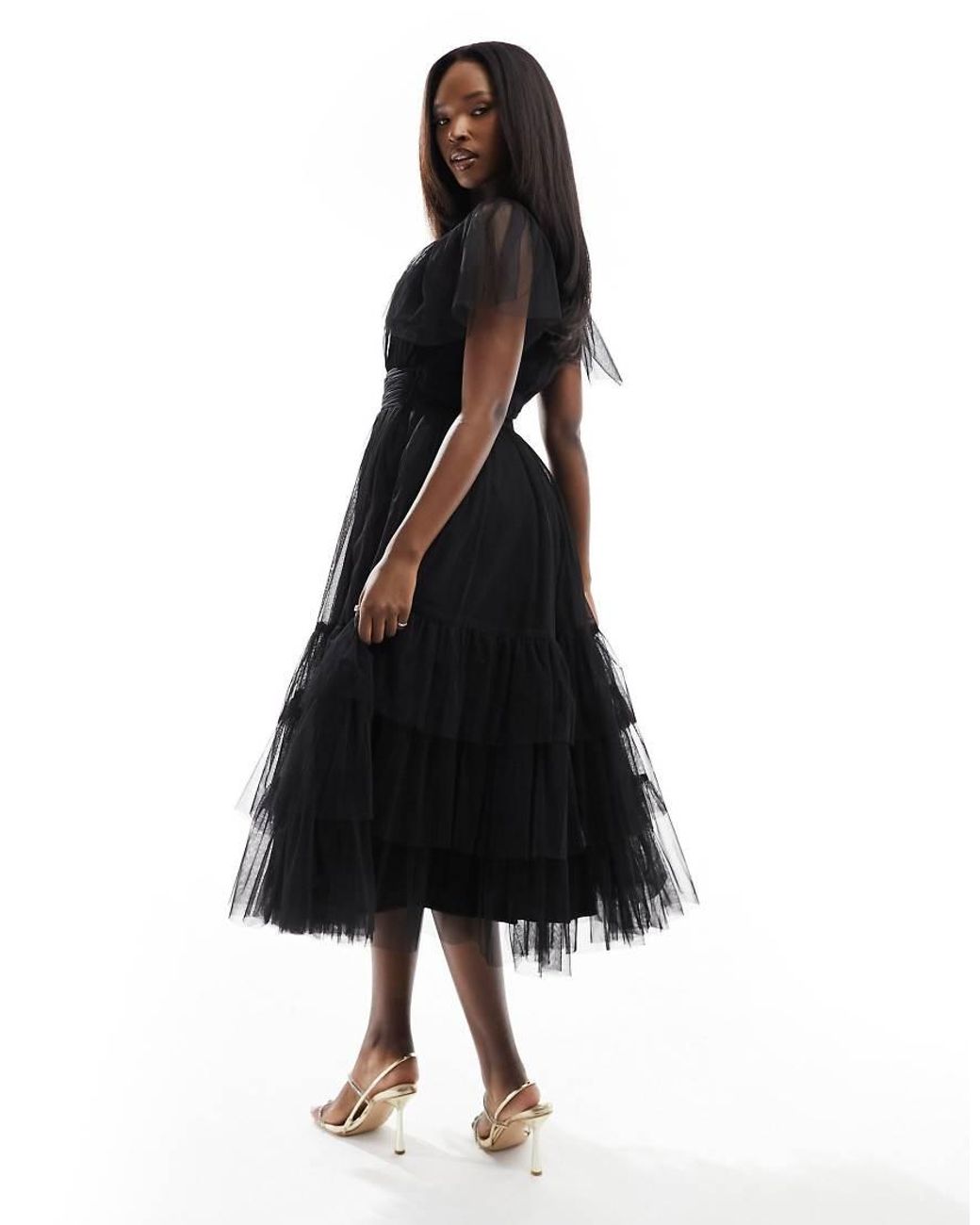 lace and beads bridesmaid dresses Dress Midi Dress LACE BEADS Bridesmaid Madison V Neck Tulle Midi Dress color:Tahiti 10.18.24 drop The Blue Dress Shoulder maxi it provides a soft