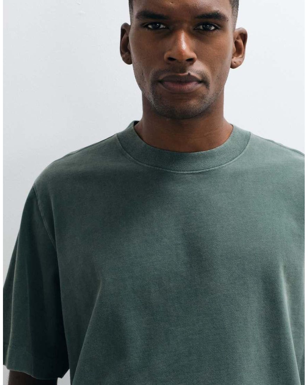Abercrombie & Fitch Green Cropped Premium Heavyweight T-shirt for men