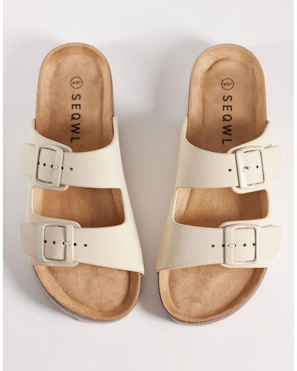 SEQWL White Olsen Double Buckle Flat Sandals
