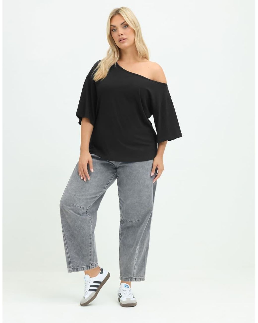 Yours Clothing Black Off Shoulder Cotton T-Shirt