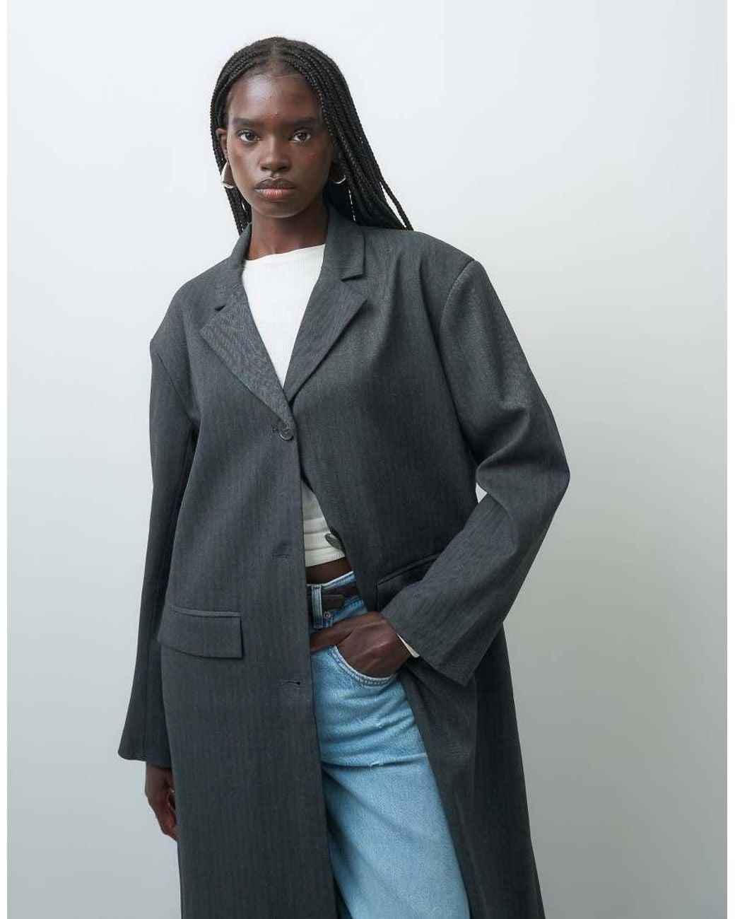 Aware White Longline Blazer Coat