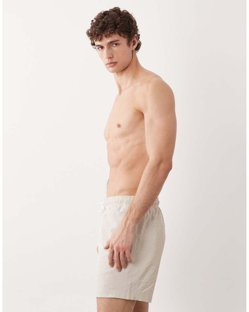 Jack & Jones Natural Seersucker Swim Shorts for men