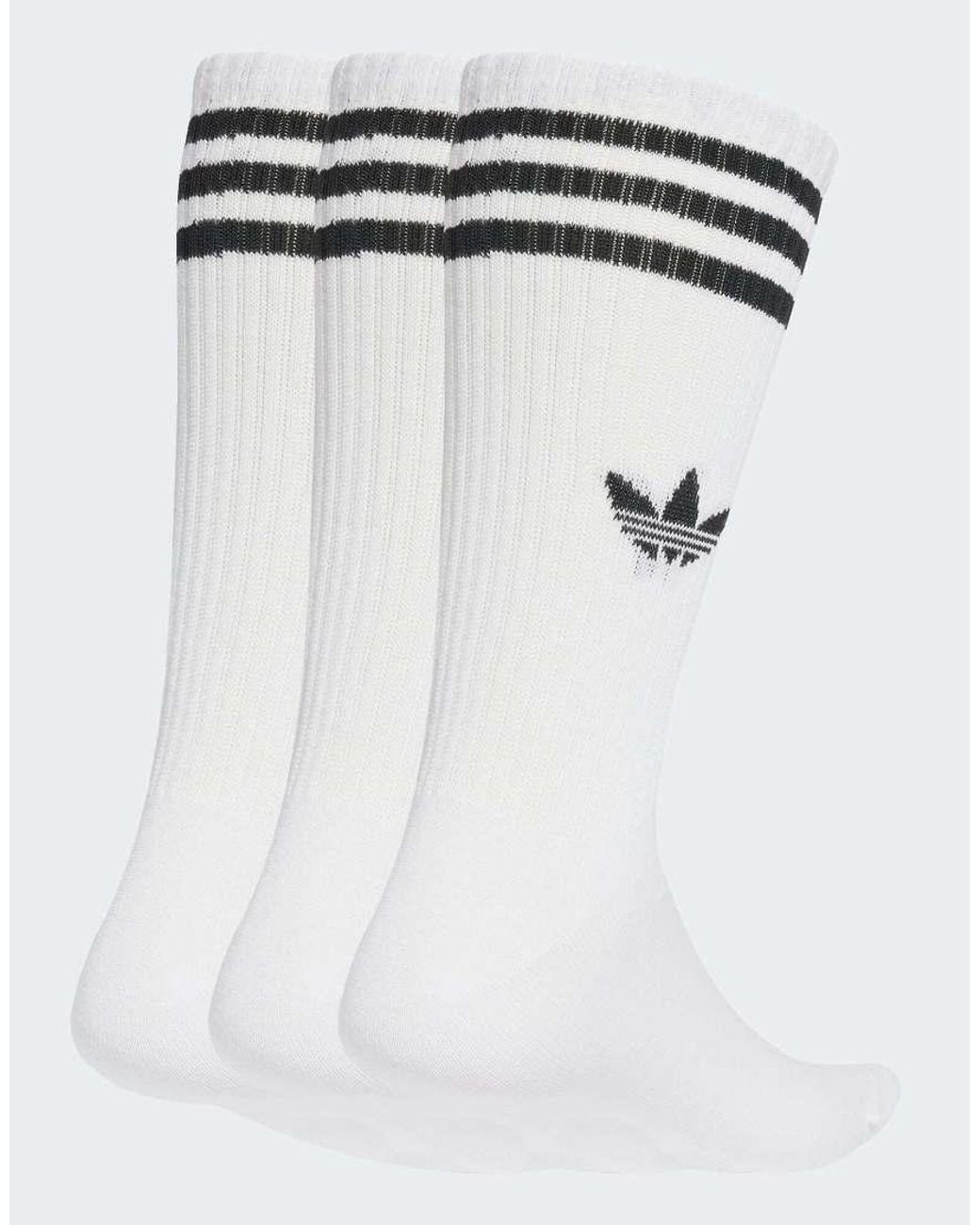 Adidas Originals White 3-Stripes High Crew Socks 3 Pairs