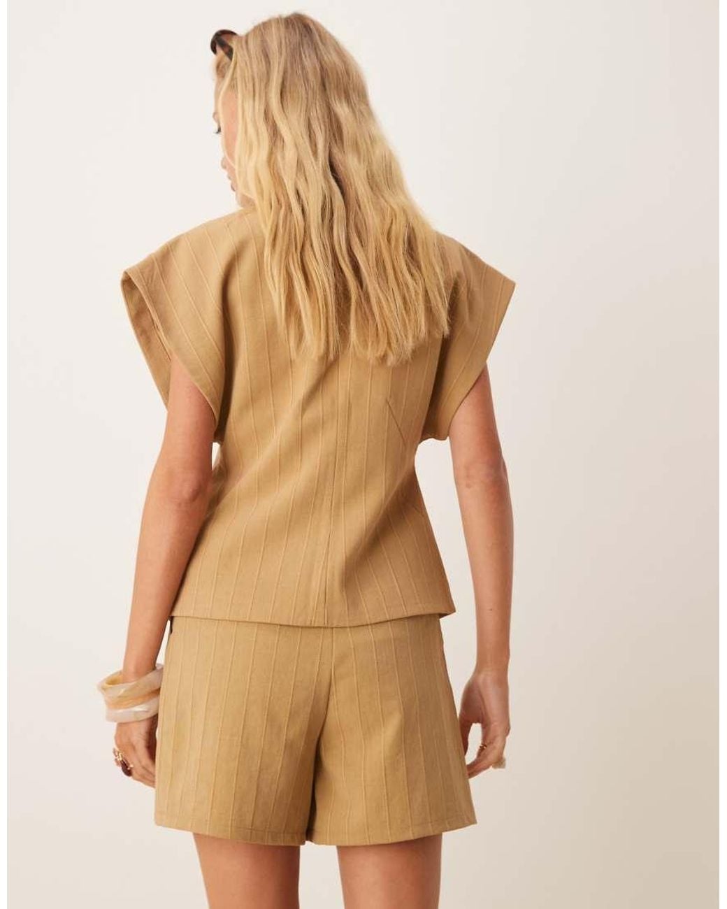 ASOS Natural Tailored Belted Short Co Ord