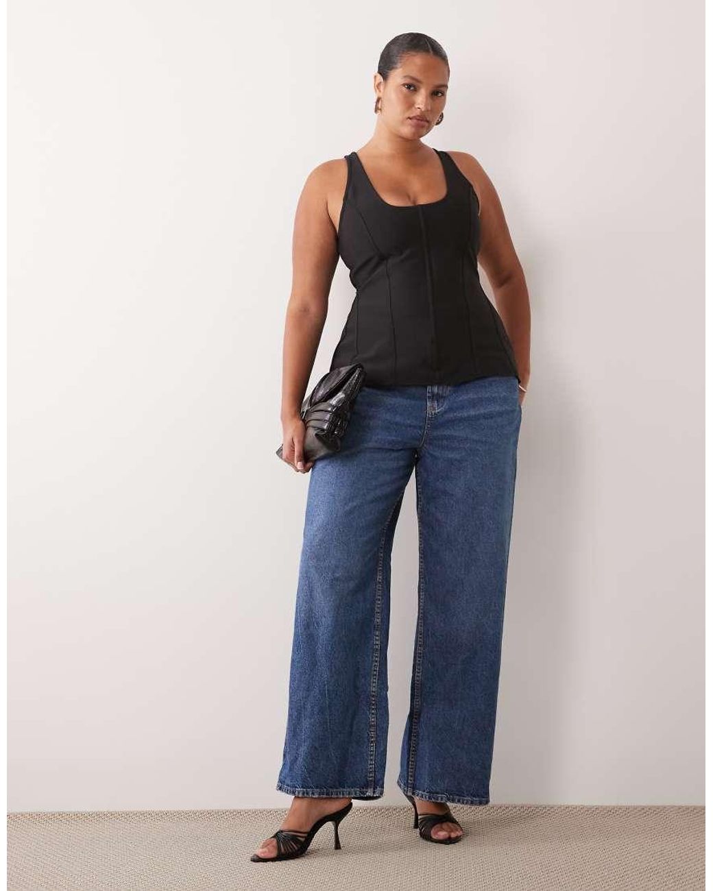 ASOS Black Asos Design Curve High Neck Collar Cut Out Top With Hook And Bar Detail