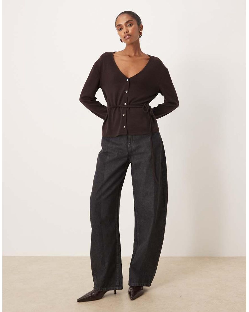 Mango Black Belted Fine Cardigan