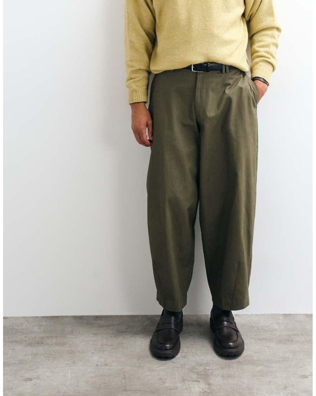 ASOS White 100% Cotton Heavyweight Tailored Wide Barrel Leg Trousers for men