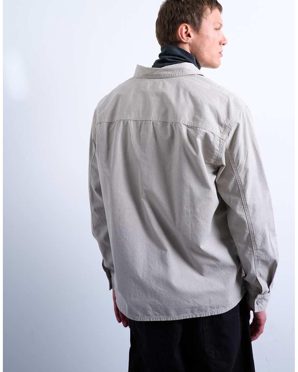 Topman White Regular Fit Ripstop Overshirt for men