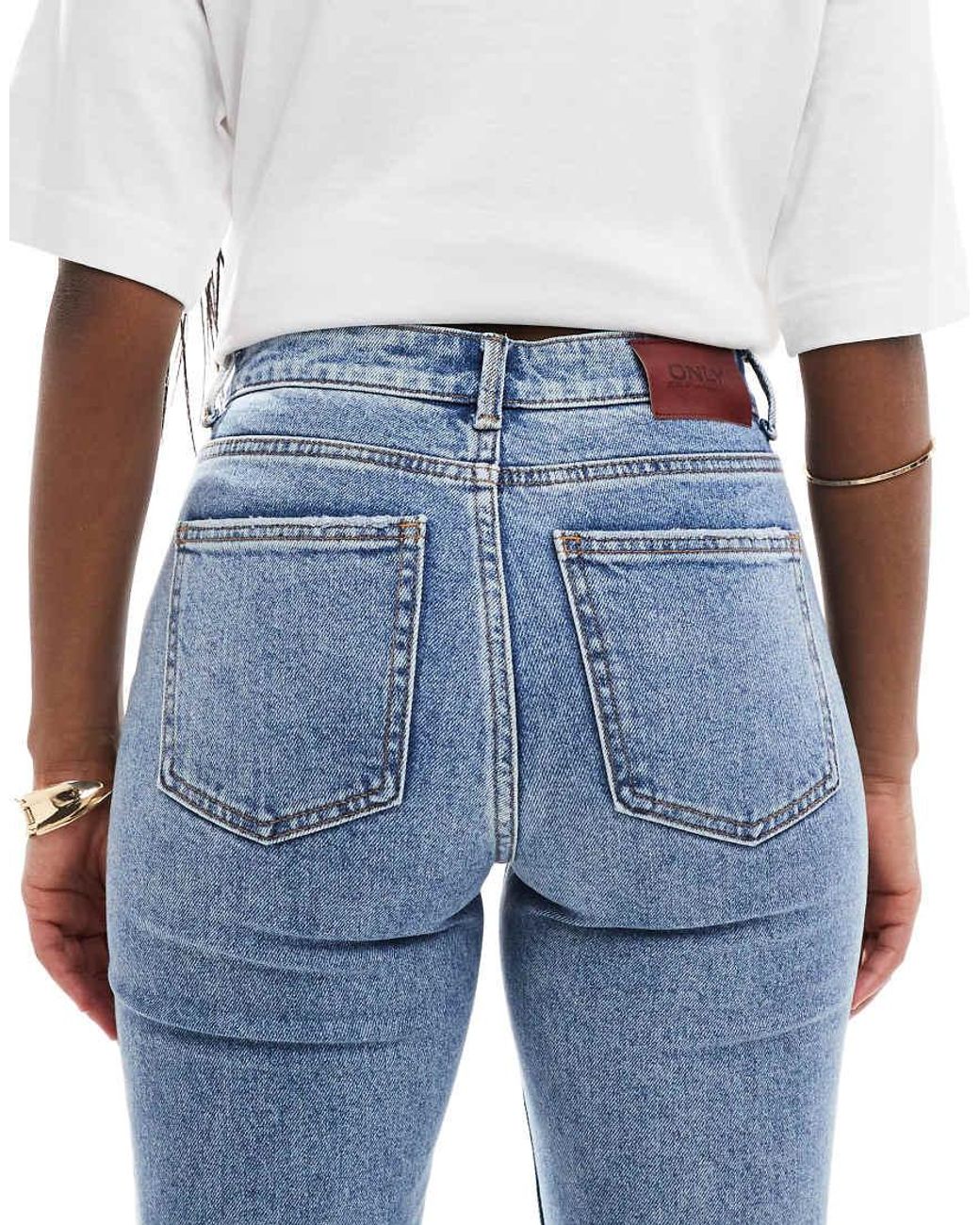 ONLY Blue Emily High Waisted Straight Leg Jeans