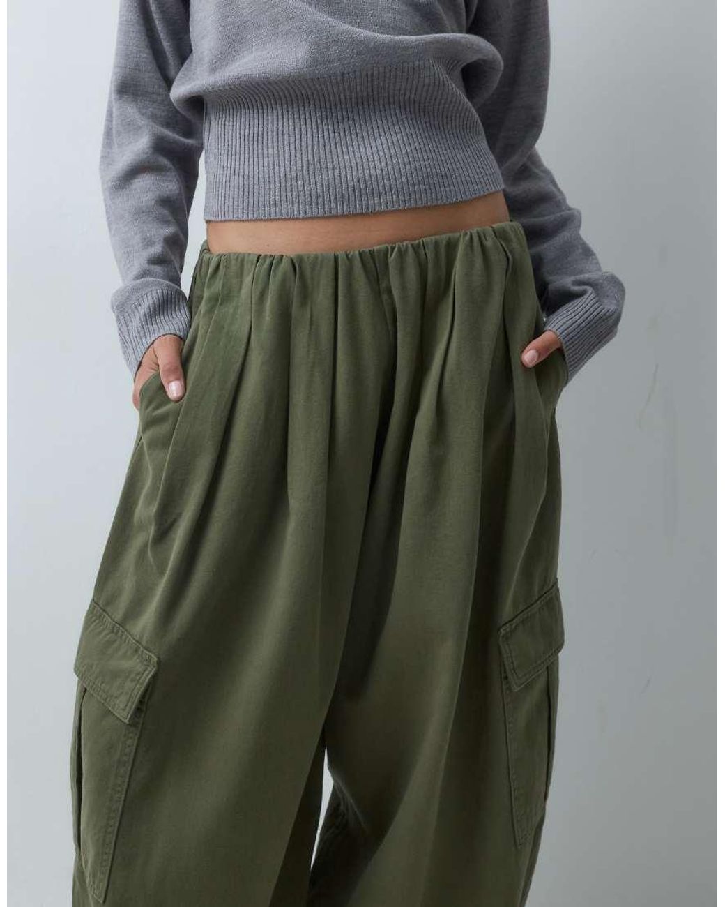 ASOS Green Cargo Balloon Trousers Khaki