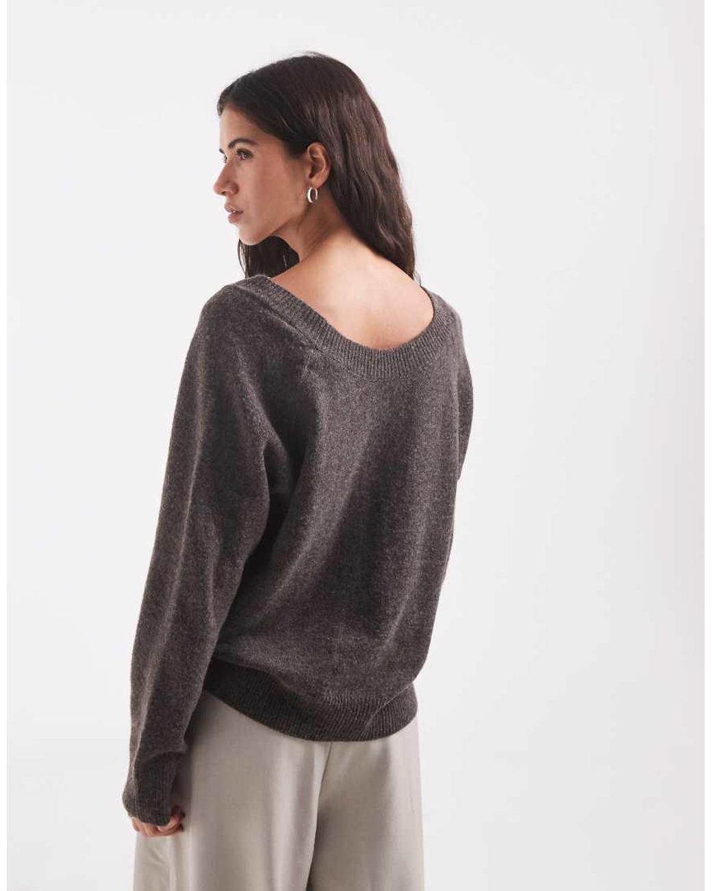 ONLY Brown Reversible Knit Sweater