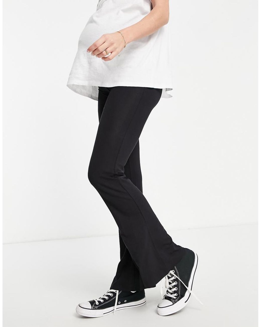ASOS Black Asos Design Maternity Over The Bump Kick Flare Trousers