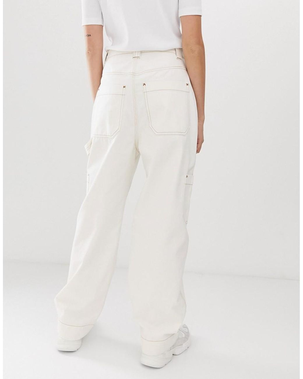 Weekday Denim Cargo Trousers in White 