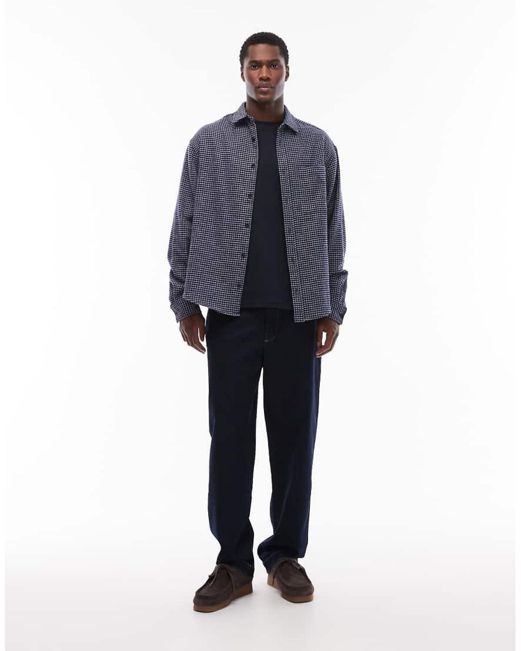 ASOS Blue Oversized Check Shirt for men