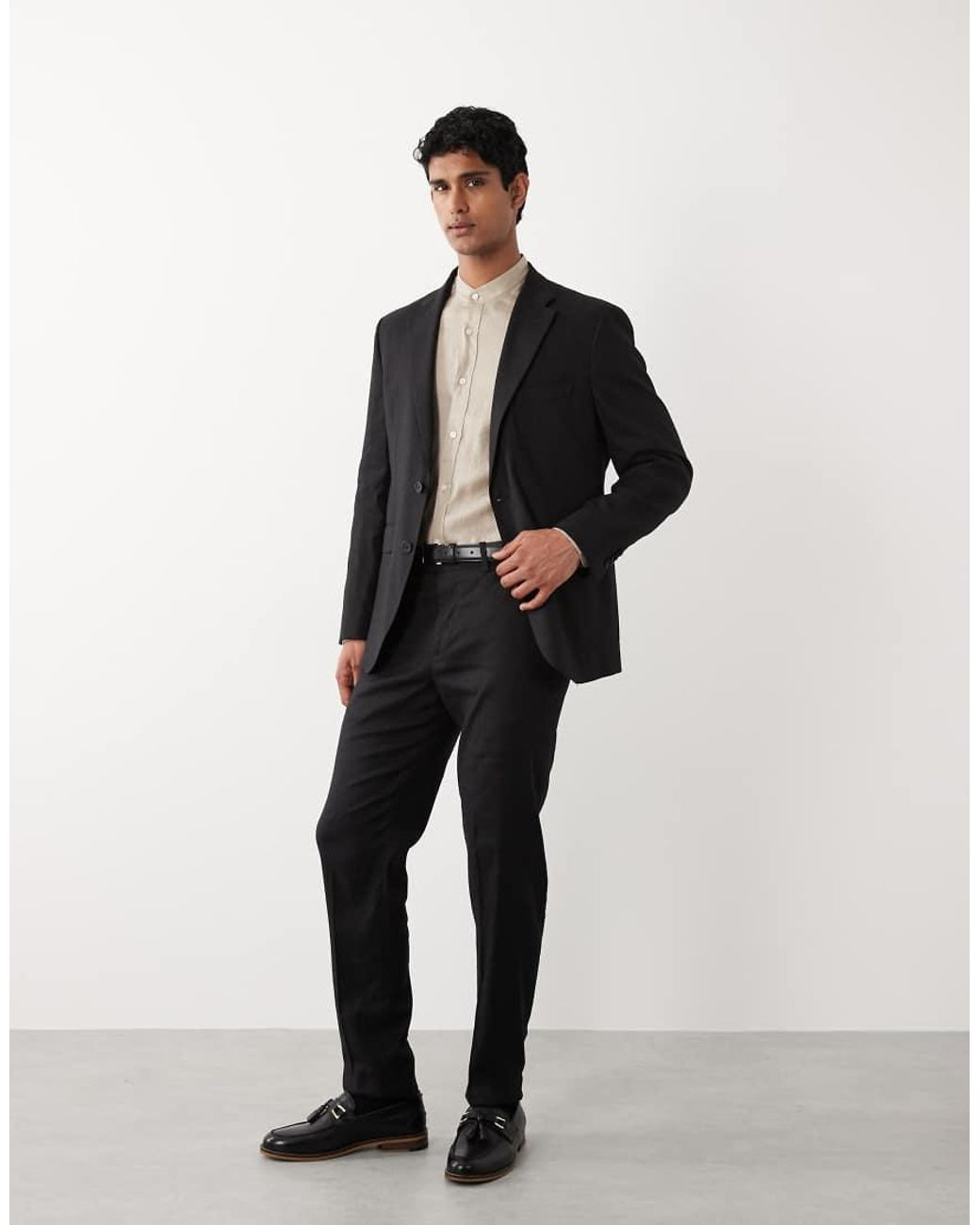 Mango Black Amalfi Linen Mix Blazer Co-ord for men