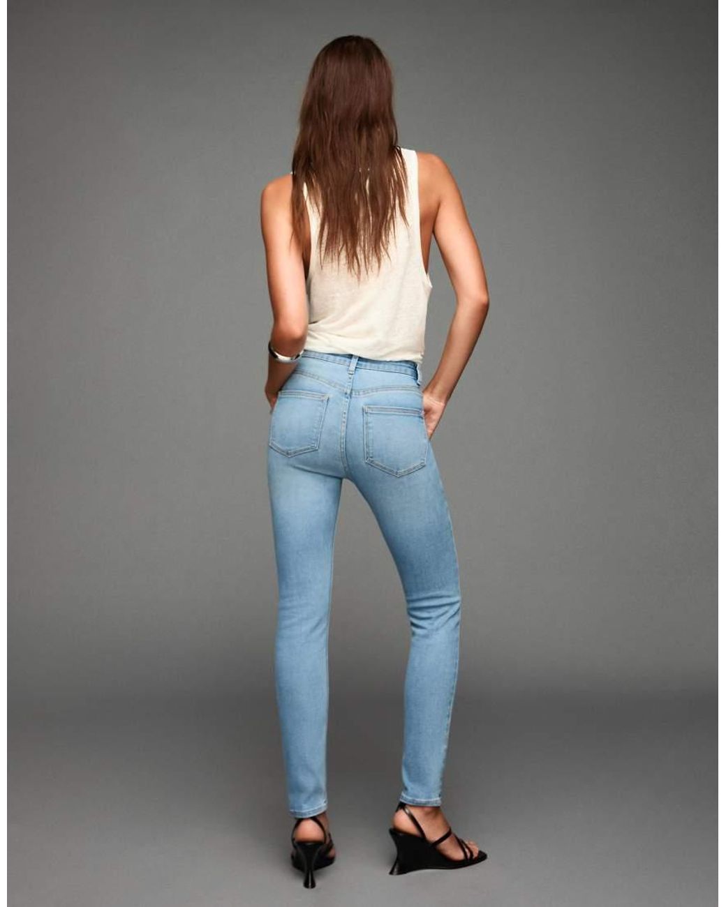 Bershka Gray Super High-waist Soft Skinny Jeans