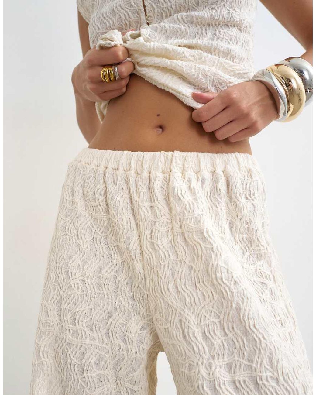 TOPSHOP White Embroidered Lace Wide Leg Trouser Co-Ord