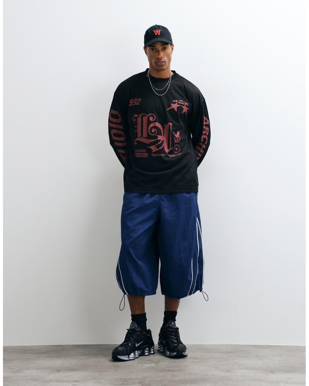 ASOS Blue Oversized Long Sleeve T-shirt With Graphic for men