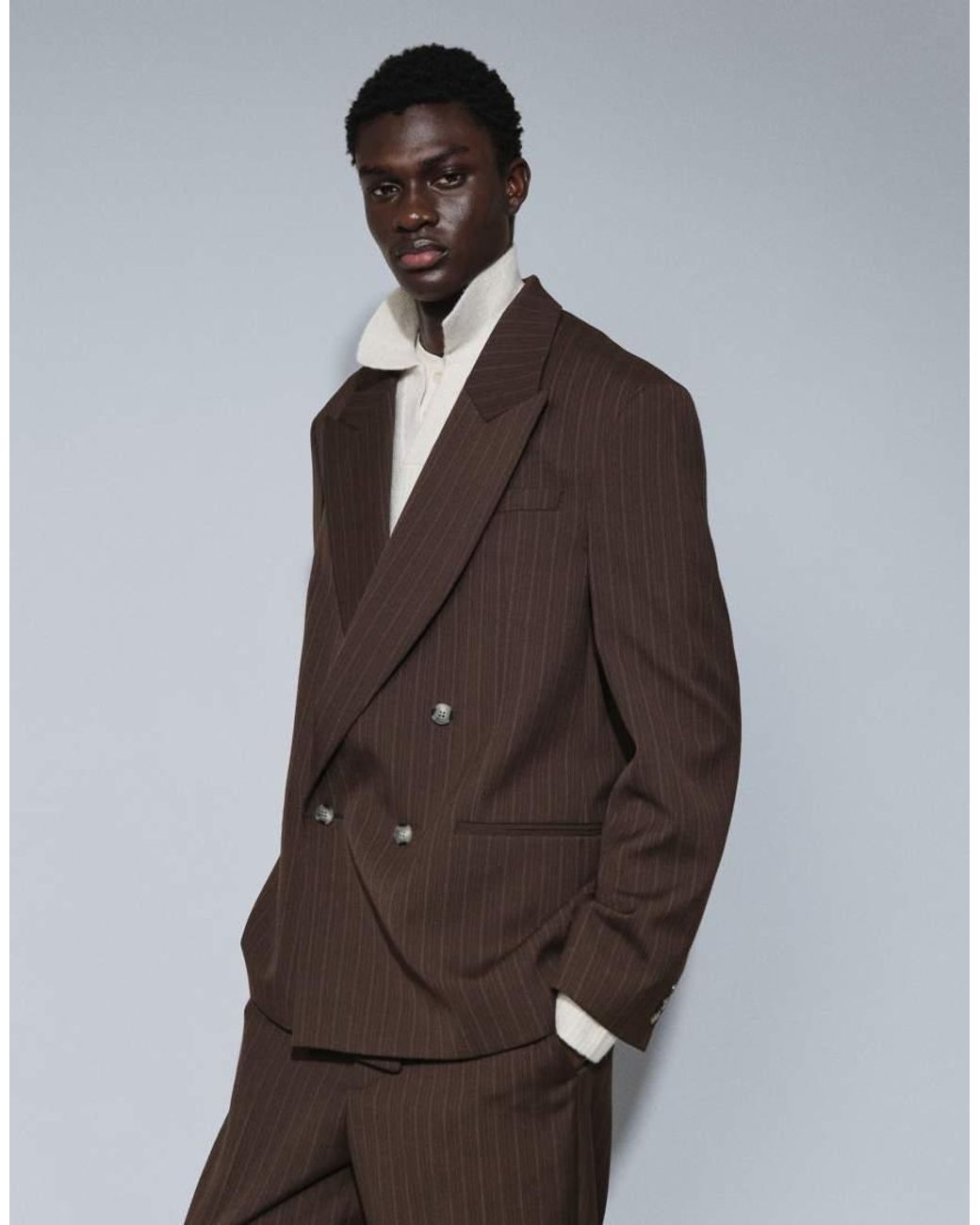 ASOS Black Regular Double Breasted Suit Jacket for men