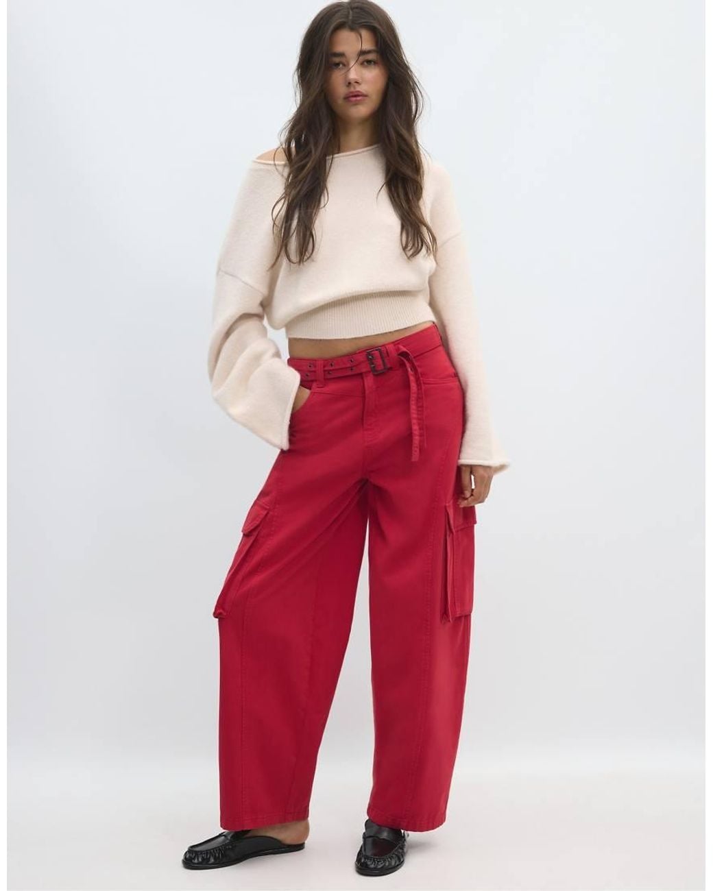Stradivarius Red Soft Knit Waistband Jumper