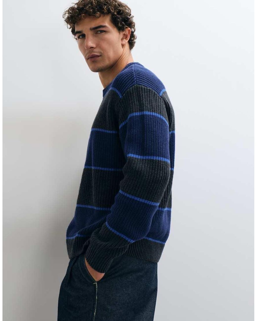 Abercrombie & Fitch Blue Cotton Crew Neck Jumper for men