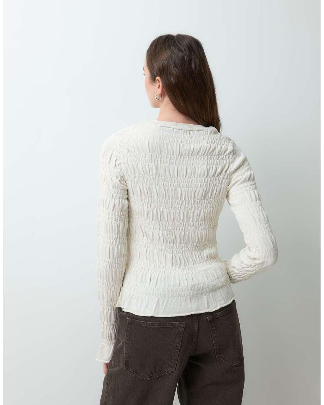 ASOS Gray Knitted Jumper With Smock Detail