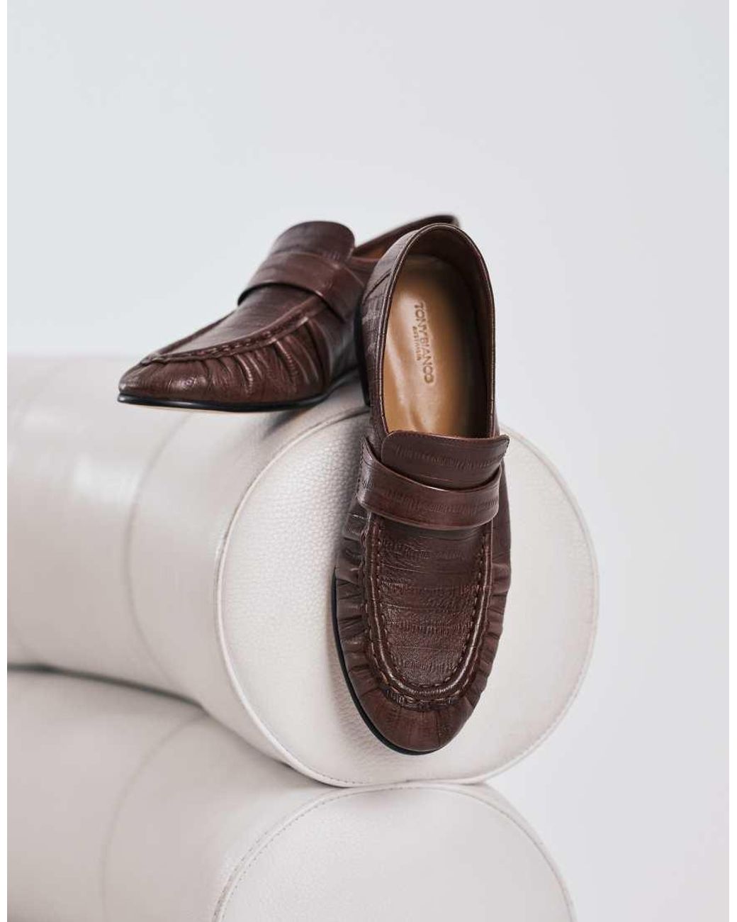 Tony Bianco Gray Gatsby Leather Loafers