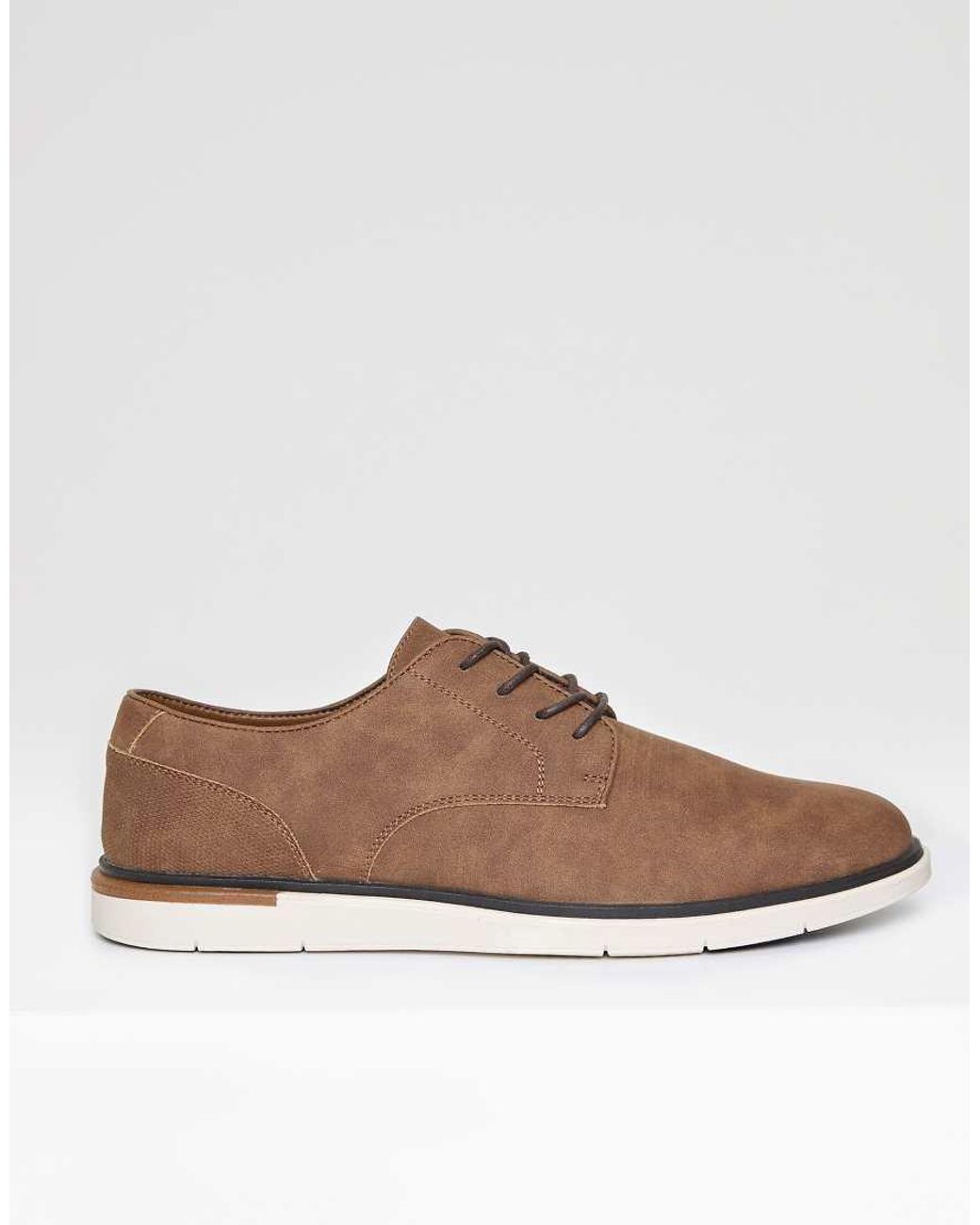 Threadbare Brown Faux Suede Derby Shoes for men