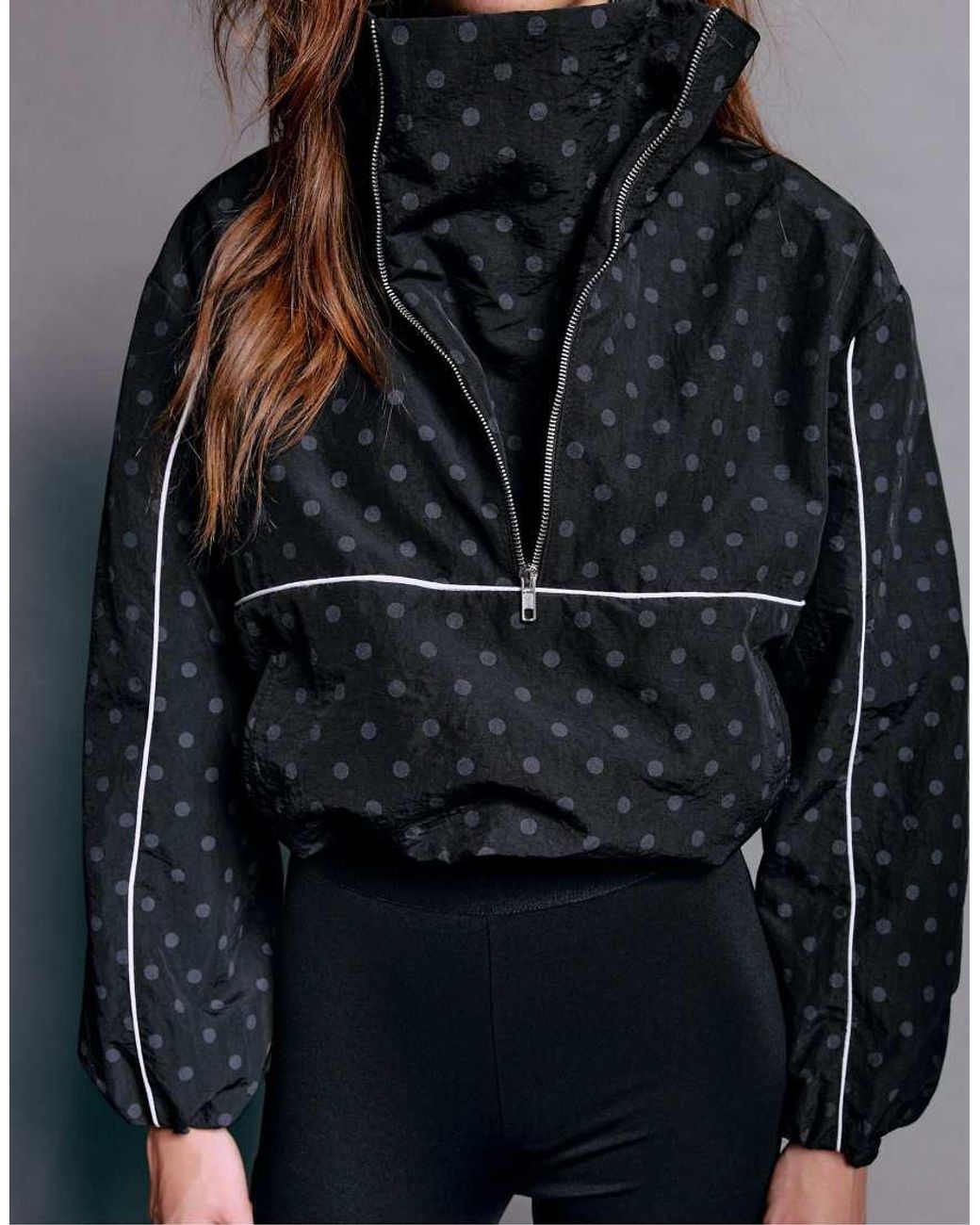 Stradivarius Black Technical Polka Dot Windbreaker