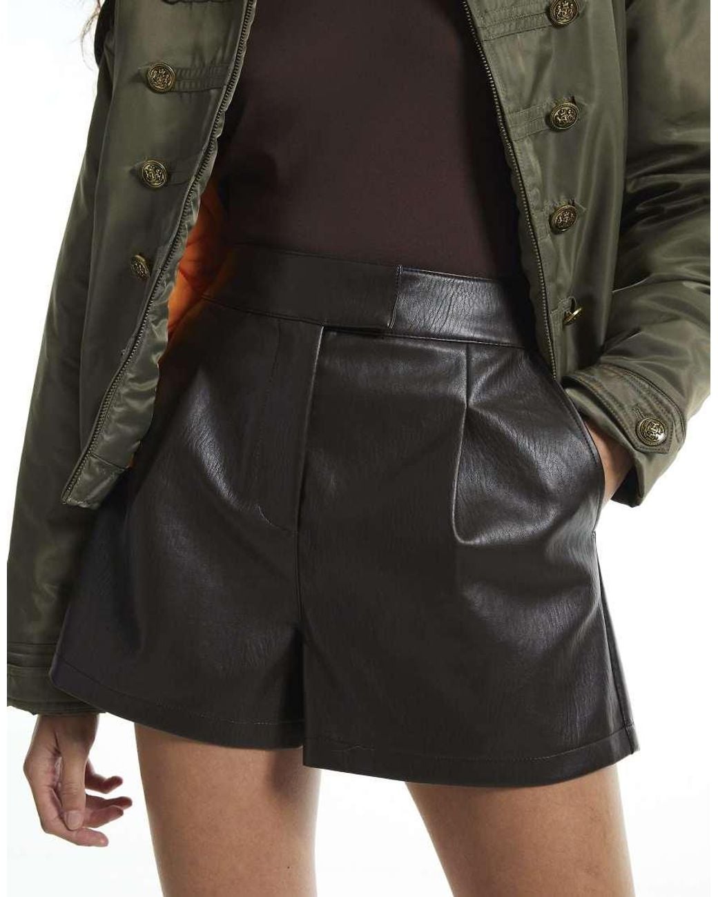 River Island Black Faux Leather Tailored Shorts